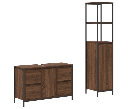 Juego de Muebles de Baño de 2 Piezas  en Madera de Roble Marrón