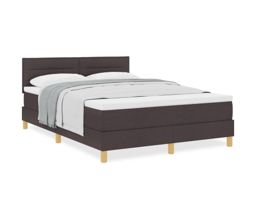 Cama con Somier con Colchón Marrón Oscuro 140x190 cm Tela