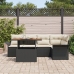 Conjunto de Comedor de Jardín de 6 Piezas con Cojines Negro Ratán Polimérico Acacia