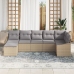 Conjunto de Sofá de Jardín de 7 Piezas con Cojines Beige Poliratán