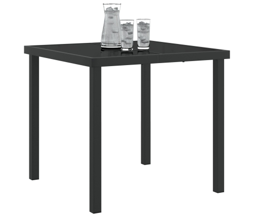 Mesa de Jardín  Negra 80x80x73 cm de Vidrio Templado