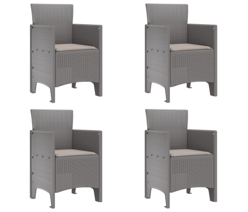 Silla de Jardín  Juego de 4 Gris claro, cojines taupe