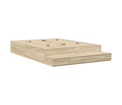 Estructura de Cama con Almacenamiento  Roble Sonoma Madera Elaborada