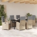 Juego de Comedor de Jardín de 7 Piezas con Cojines Beige Poliratán