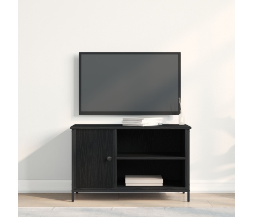 Aparador de TV  Negro Roble 80x40x50 cm Madera Ingeniada y Acero