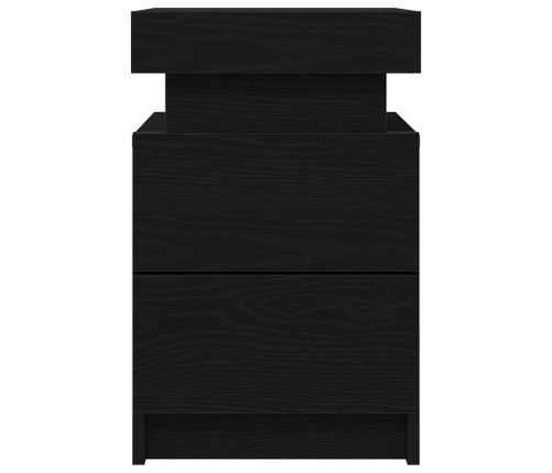 Cabinet de Noche  con Luces LED 2 pcs Negro Roble 35x39x55 cm