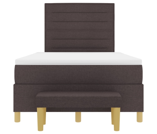 Cama Box Spring con Colchón y Banco Marrón Oscuro 120x200 cm Tela