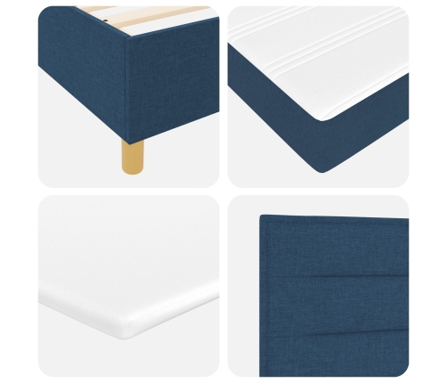 Cama con Base de Muelles con Colchón y Banco Azul 140x190 cm Tela