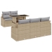 Juego de Sofá de Jardín Set de 6 Beige Ratán Sofá de Exterior