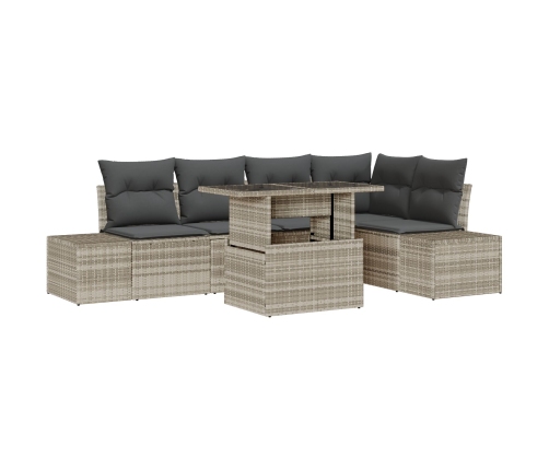 Juego de sofá para jardín  6 piezas Beige, Gris