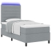 Cama Box Spring con Colchón y Luz LED Gris Claro 100x200 cm Tela
