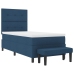 Cama Box Spring  con Colchón y Banco Azul 100x200 cm Tela