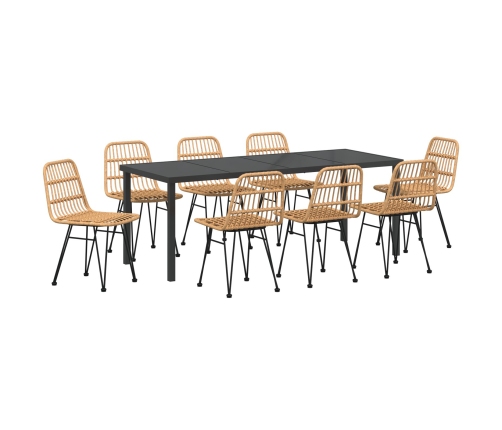 Conjunto de Comedor de Jardín  de 9 Piezas Marrón Poliratán