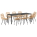 Conjunto de Comedor de Jardín  de 9 Piezas Marrón Poliratán