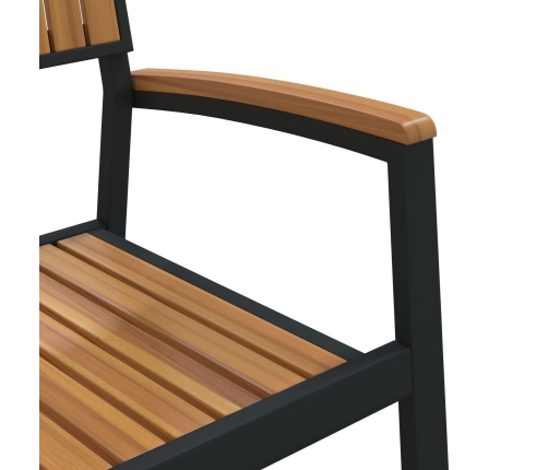 Juego de Comedor de Jardín Set de 7 Negro, Madera Natural