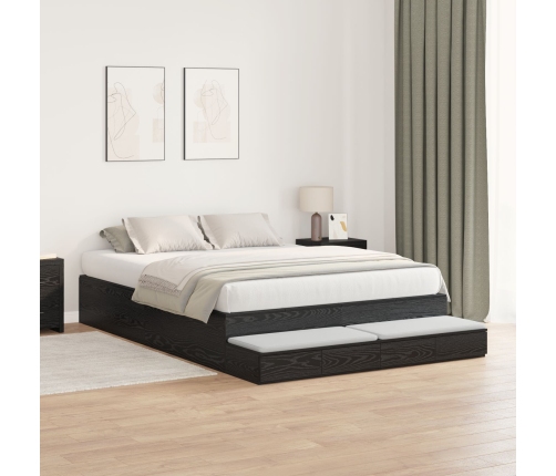 Marco de Cama con Almacenamiento  Roble negro Madera sólida