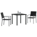 Conjunto de Comedor de Jardín  3 Piezas Negras de Poliratán