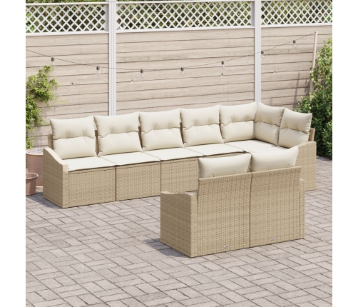 Juego de sofá de jardín  8 piezas Beige Ratán Sofá exterior