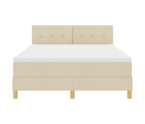 Cama con Box Spring  y Colchón Crema 140x200 cm Tela