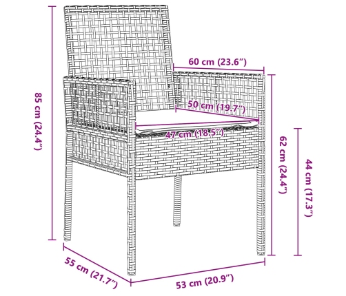 Conjunto de Comedor de Jardín de 7 Piezas con Cojines Beige de Ratán