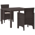 Juego de Comedor de Jardín Set de 3 Marrón Oscuro Polipropileno