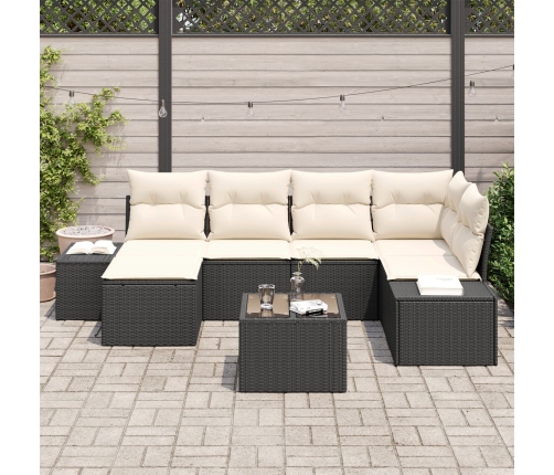 Conjunto de Sofá de Jardín  Conjunto de 7 Negro y crema