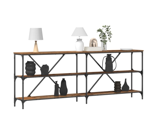 mesa consola  de madera vieja 200x30x75 cm en madera compuesta y acero