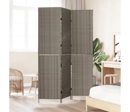 Divisor de habitación  3 paneles plegable gris 147x180 cm ratán polipropileno