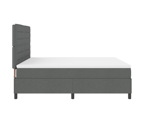 Cama con Base de Muelles  con Colchón Gris Oscuro Super King Tela