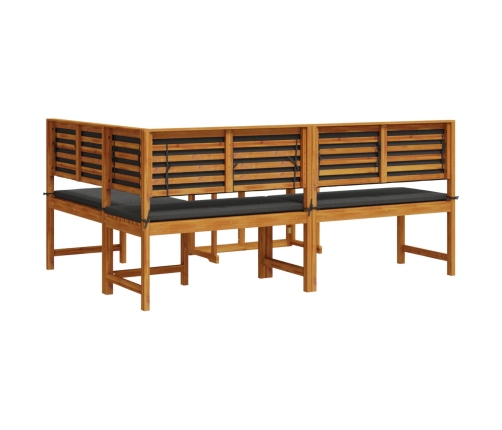 Juego de Bistro de Jardín de 3 Piezas con Cojines de Madera de Acacia