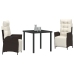 Conjunto de 3 Sillas de Comedor para Jardín Marrón de Polirratán