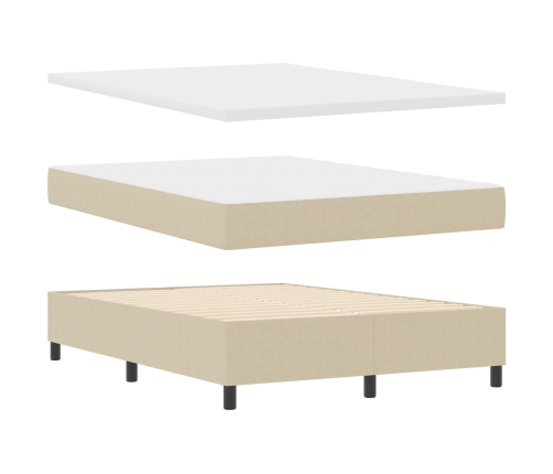 Cama con Box Spring  con Colchón Verde Claro Gris 140x200 cm Tela de Corduroy
