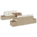 Conjunto de Sofá de Jardín  7 Piezas Beige, Crema Ratán, Tela
