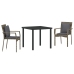Set de Comedor de Jardín de 3 Piezas con Cojines Gris Poliratán