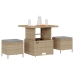 Conjunto de Comedor para Jardín de 3 Piezas con Cojines Beige de Ratán Polímero y Acacia
