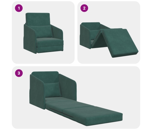 Sofá Cama  2 en 1 Verde Oscuro 65x80x83 cm de Terciopelo