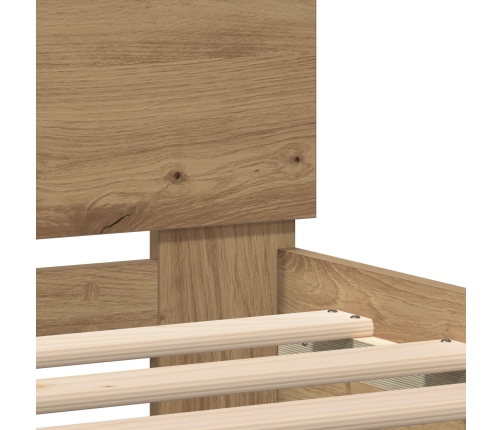 Estructura de Cama  con Luces LED Roble Artisan 90x200 cm Madera Ingenierizada