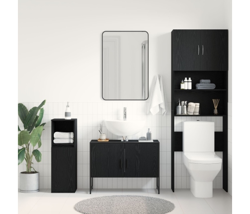 Armario de Lavabo de Baño  Roble Negro 80x33x60 cm Madera Contrachapada