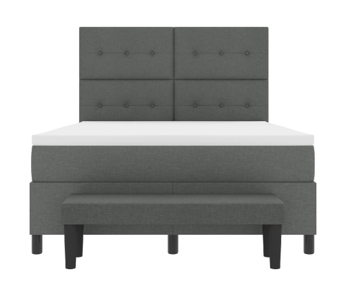 Cama con somier y colchón gris oscuro 140x190 cm