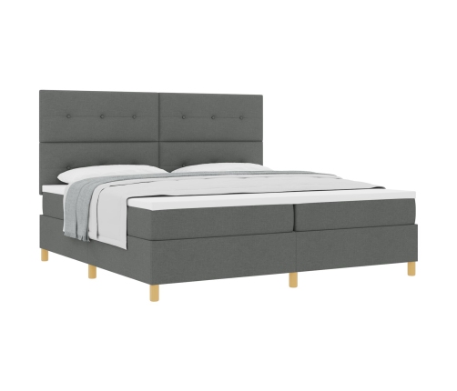 Cama con Box Spring y Colchón Gris Oscuro 200x200 cm Tela