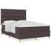 Cama con Base y Colchón Marrón Oscuro 140x190 cm Tela