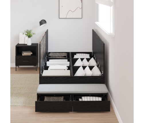 Cama con Almacenamiento  Roble Negro Madera Resistente