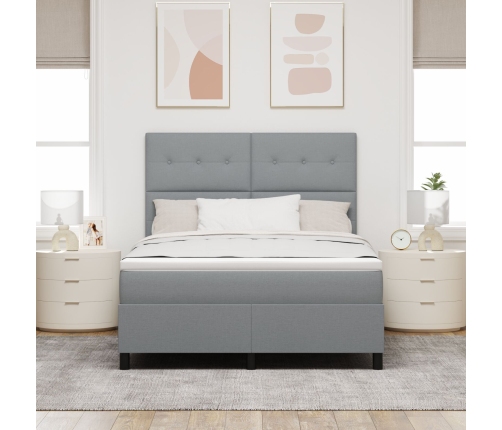 Cama con Somier  Gris Claro 160x200 cm Tela