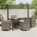 Conjunto de Comedor de Jardín  de 5 Piezas con Cojines Gris Poliratán