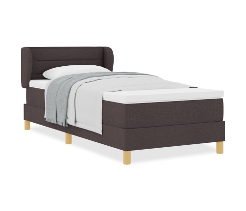 Cama Box Spring  con Colchón Marrón Oscuro 100x200 cm Tela