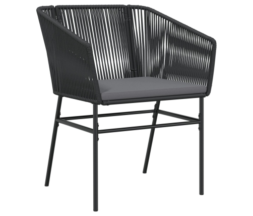 Set de Comedor de Jardín  de 3 piezas con Cojines Negro Poliratán