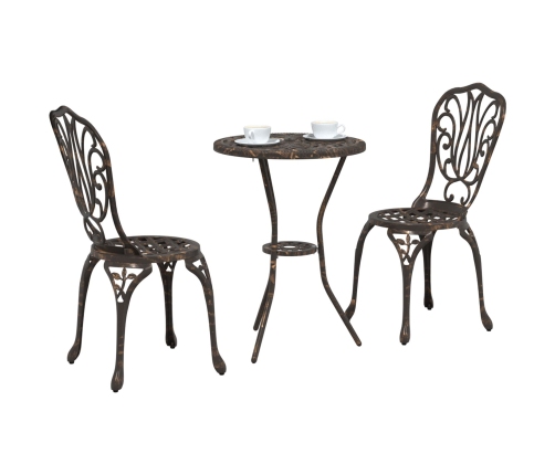 Set de Bistro de Jardín de 3 Piezas  en Aluminio Fundido Bronce