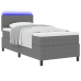 Cama Box Spring  con Colchón & LED Gris Claro 100x200 cm Tela de Pana