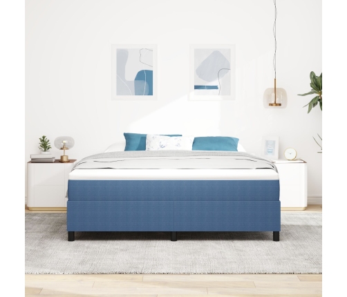 Cama Box Spring  Azul Super King Tela de Pana