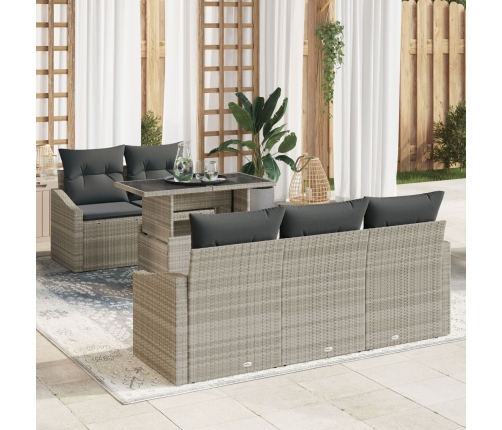 Juego de Sofá de Jardín Conjunto de 6 Beige Poliratán